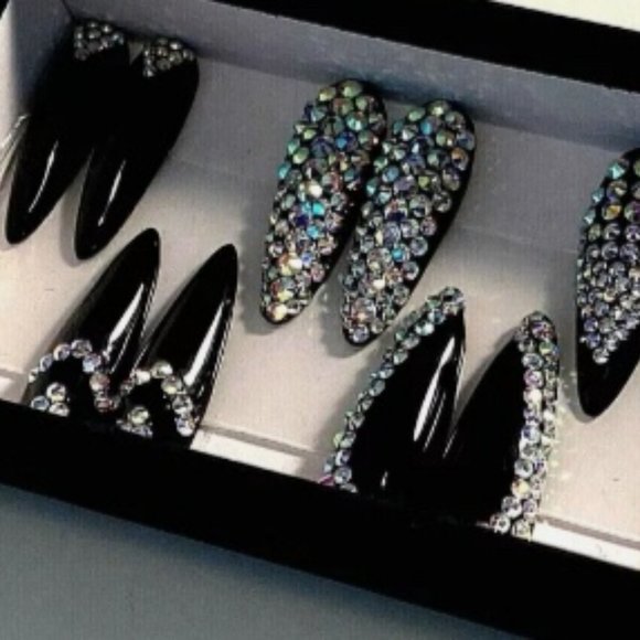 Handmade Hard Gel Long Stiletto Press On Nails - Picture 2 of 6